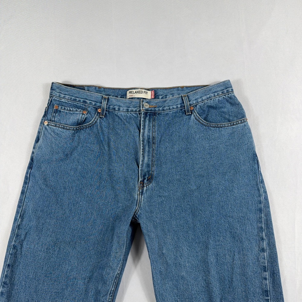 Levi's 550 Relaxed Fit Jeans 100% Cotton Denim W42 L30 Blue Classic Casual - Picture 8 of 13